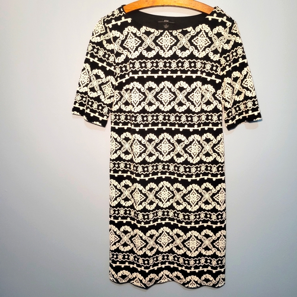R&K Women's Black & White Short Sleeve Dress Size 6